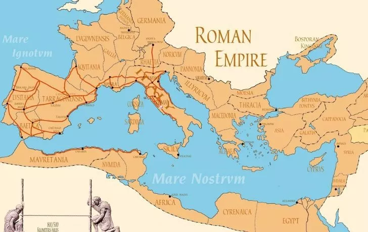 Карта всей территории Древнего Рима