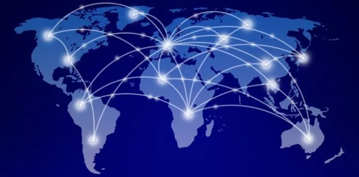 Карта мира, показывающая глобальную связь