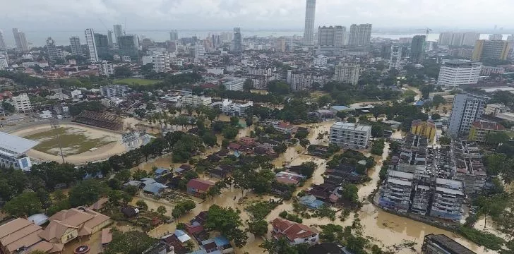 Сильное наводнение в одном из городов