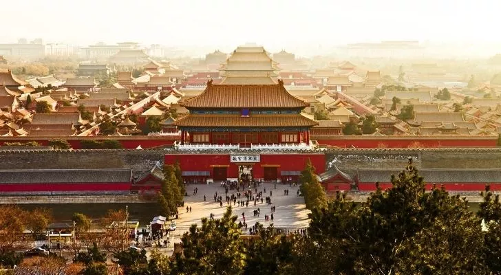 Драматический вид на Императорский дворец в Пекине, Китай