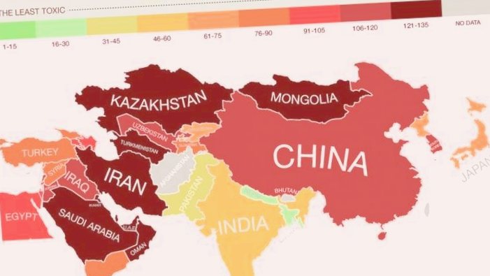 Карта загрязнения окружающей среды в мире